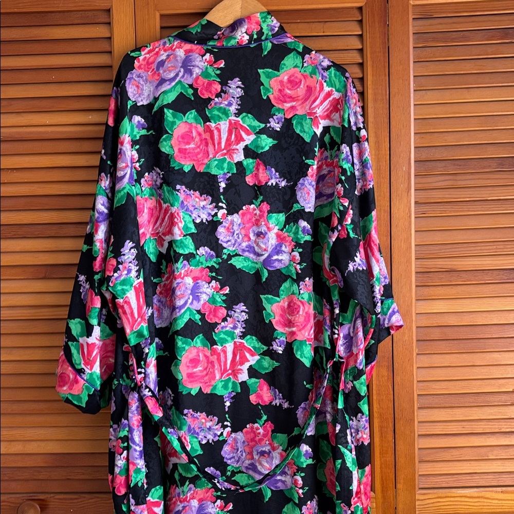 Christian Dior Lounge Wear Floral Tie Waist Robe Size L - Picture 5 of 12